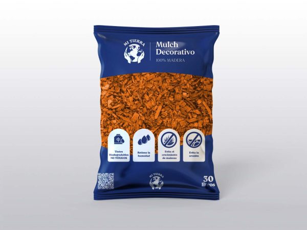 Mulch Decorativo 30 lts. Color Naranjo